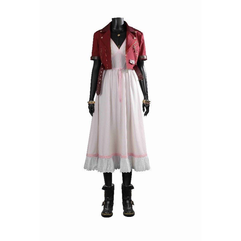 FF7 Aerith Gainsborough Cosplay Kostüm - Mantel & Kleid Vollständiges Set oder Einzelteile