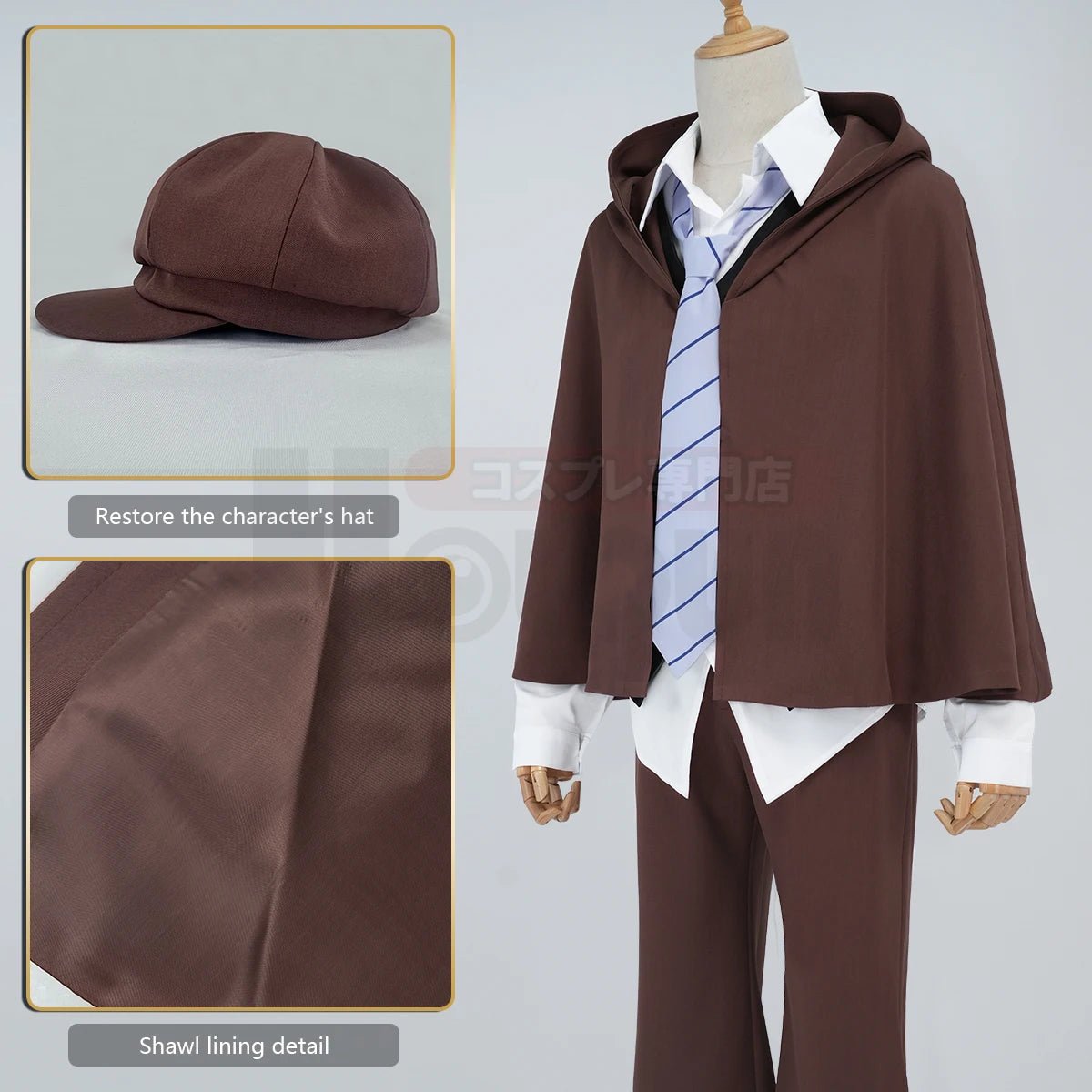 Bungo Anime Edogawa Rampo Cosplay Kostüm Cape Elastische Hose Hemd Weste Krawatte Hut Tägliches Tragen Cos Convention Halloween Geschenk