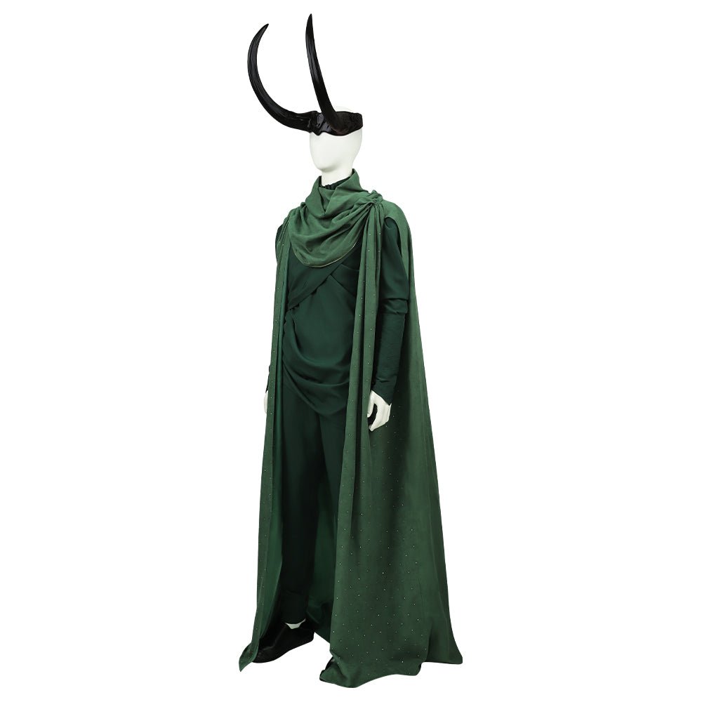Männer Loki Cosplay Kostüm - Deluxe Marvel Kampfuniform mit grünem Umhang