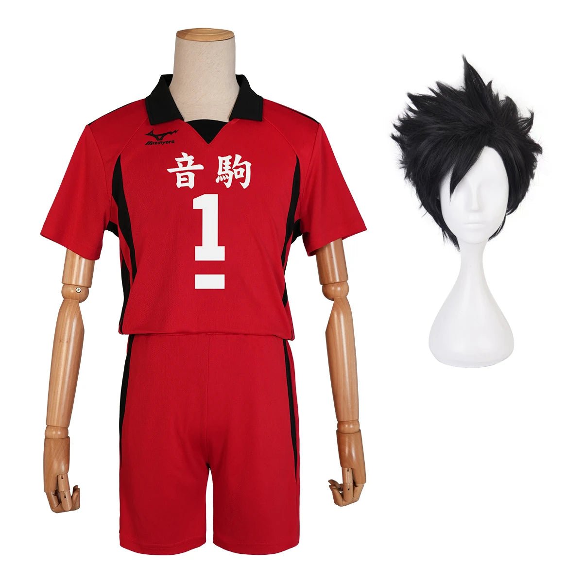 Haiky Anime Kuroo Tetsuro Cosplay Kostüm Perücke Trikot Nr.1 Nekoma High School Volleyball Uniform Top Short Rose Netz