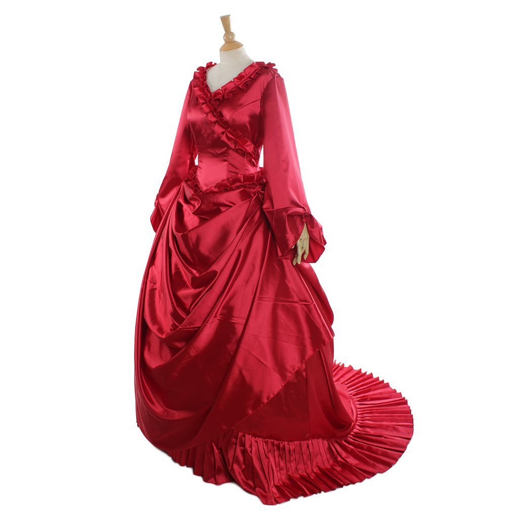 Dracula Mina Rot Bustle Vampirkleid Cosplay Kostüm Damen Elegantes Partyoutfit Viktorianisches Hochzeitsbarock Ballkleid
