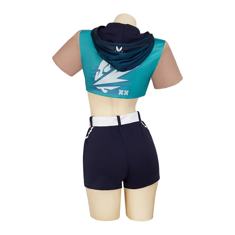 Valorant Jett Cosplay Kostüm Top und Hose Komplettset für Frauen | Halloween Party Outfits