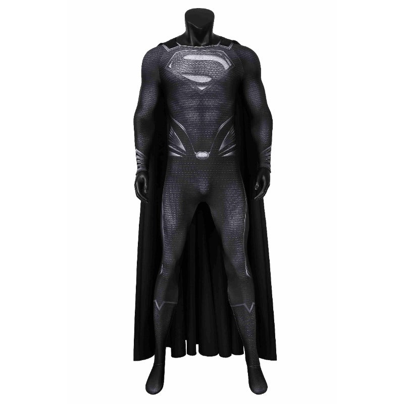 Justice League Man of Steel Superman Clark Kent Schwarzes Cosplay Kostüm für Kinder & Erwachsene