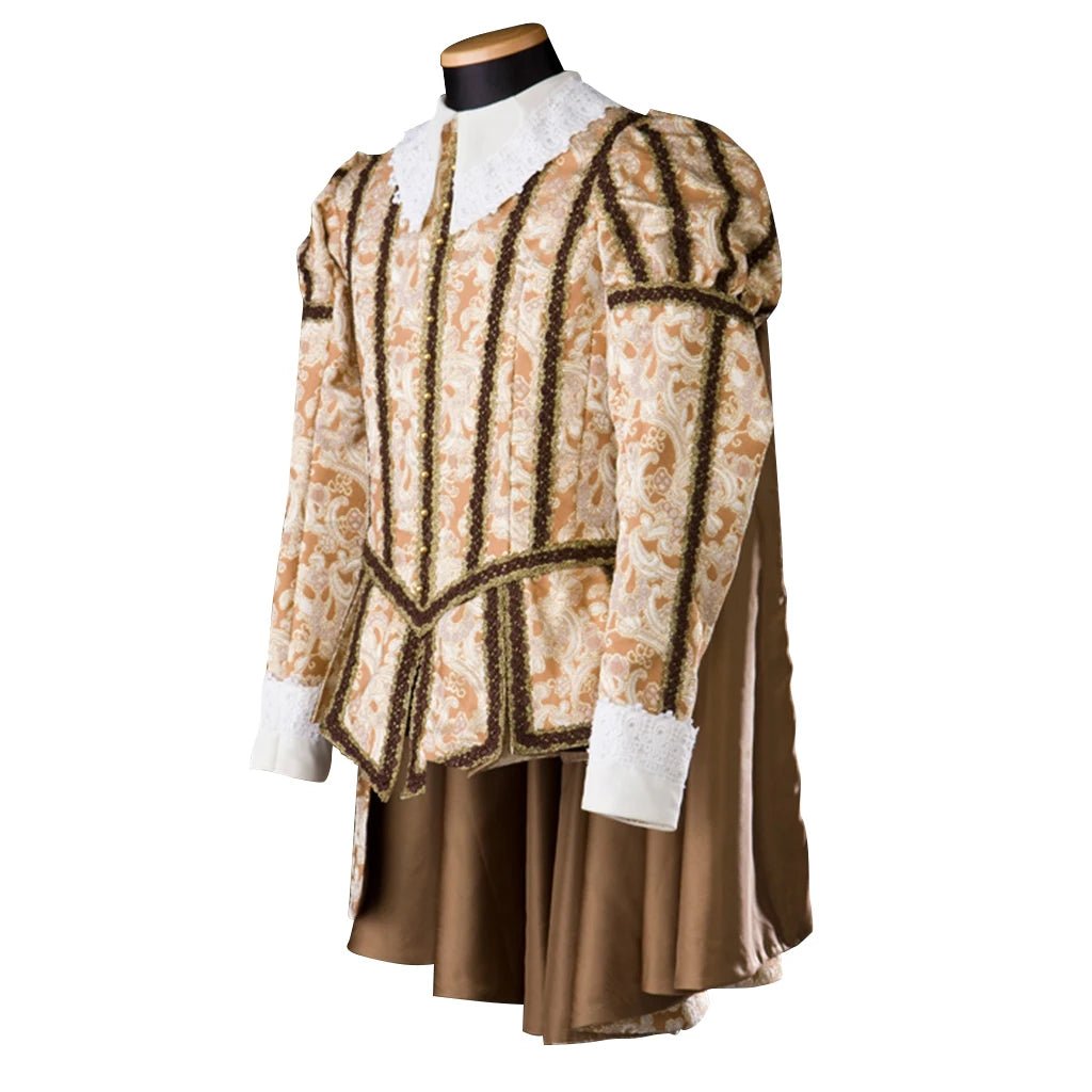 Männer Mittelalter Ritter Kostüm - Tudor Elizabethan Hof Krieger Uniform mit Umhang | Silberkönig Renaissance Serie