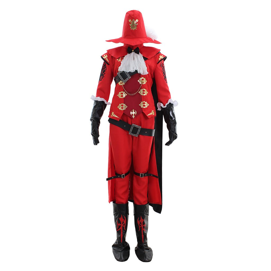 FFXIV Rotmagier Cosplay Kostüm | Elegante Kampfuniform Vollständiges Set für Gamer
