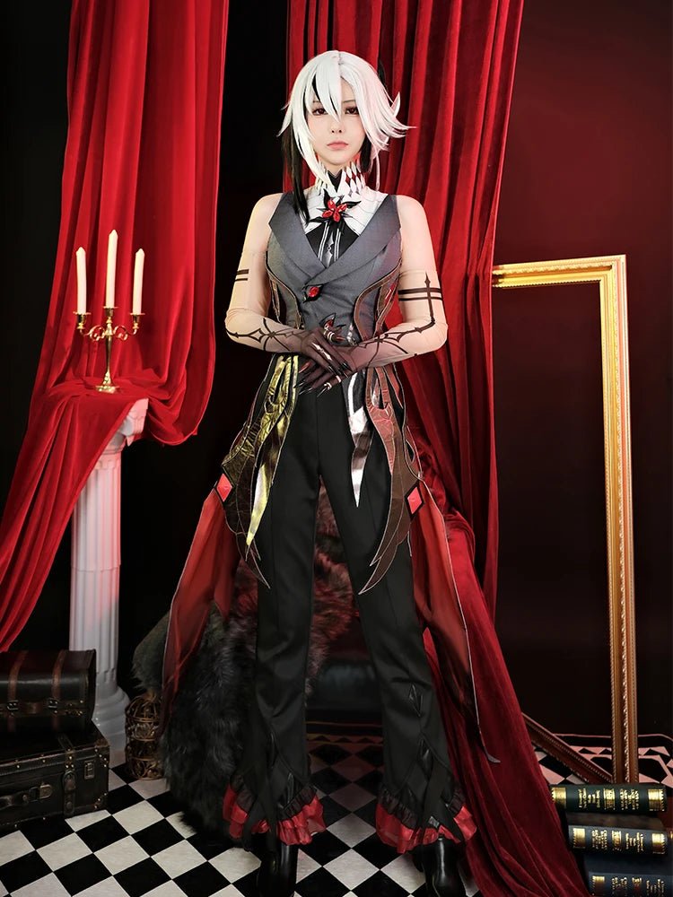 Arlecchino Cosplay Kostüm Genshin Impact Fatui Diener Snezhnaya Arlecchino The Knave Halloween Kostüm Männer Uniform