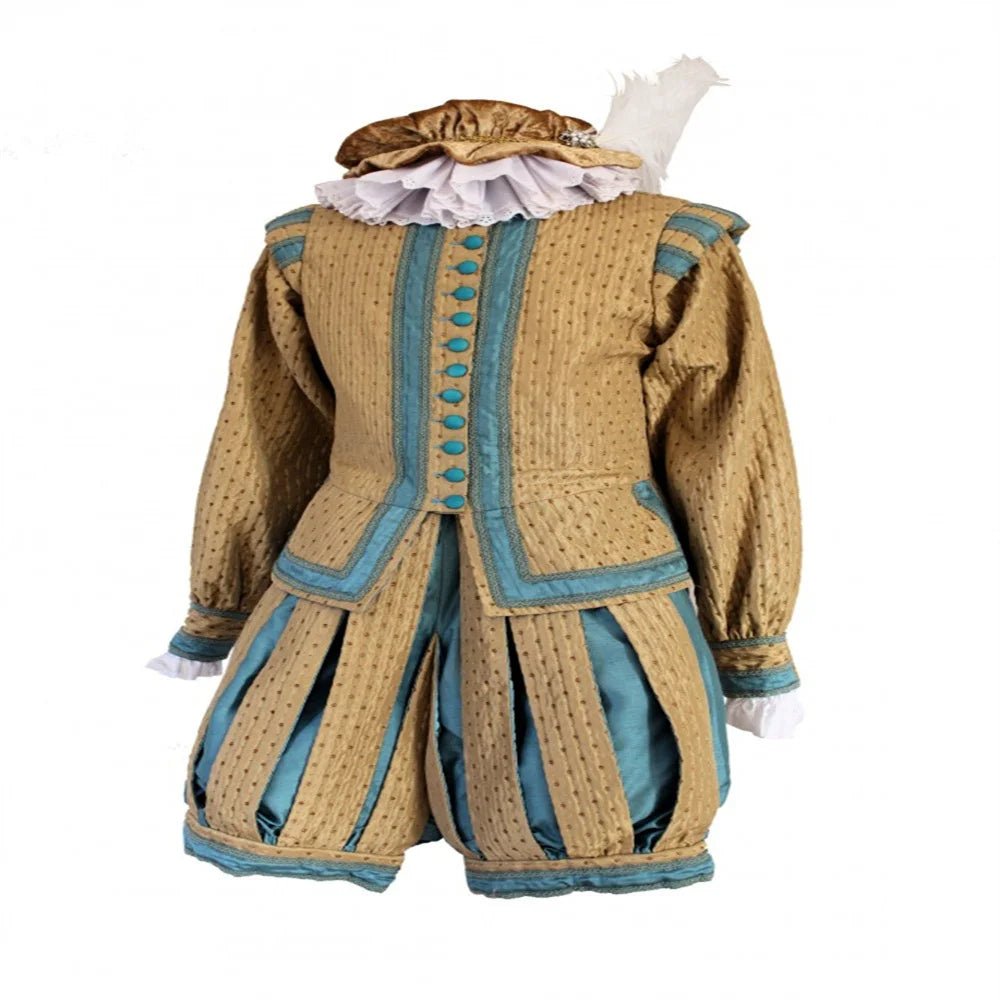 Deluxe Tudor Prinz Kostüm - Mittelalterliches Renaissance Königs Outfit mit Wams & Hose | Silberkönig