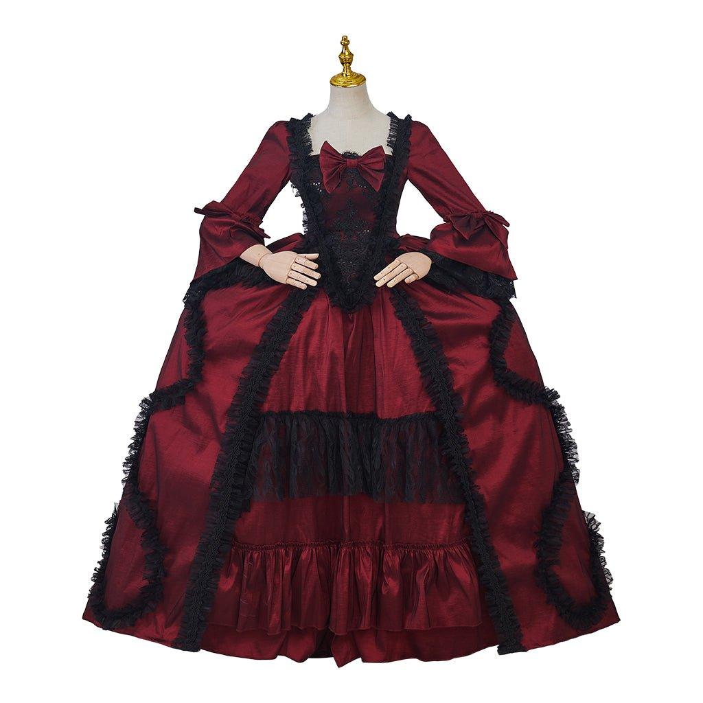 Rokoko Rose Rot Ballkleid | Vintage Prinzessin Kolonialzeit Kostüm für Cosplay, Halloween, Partys und Auftritte