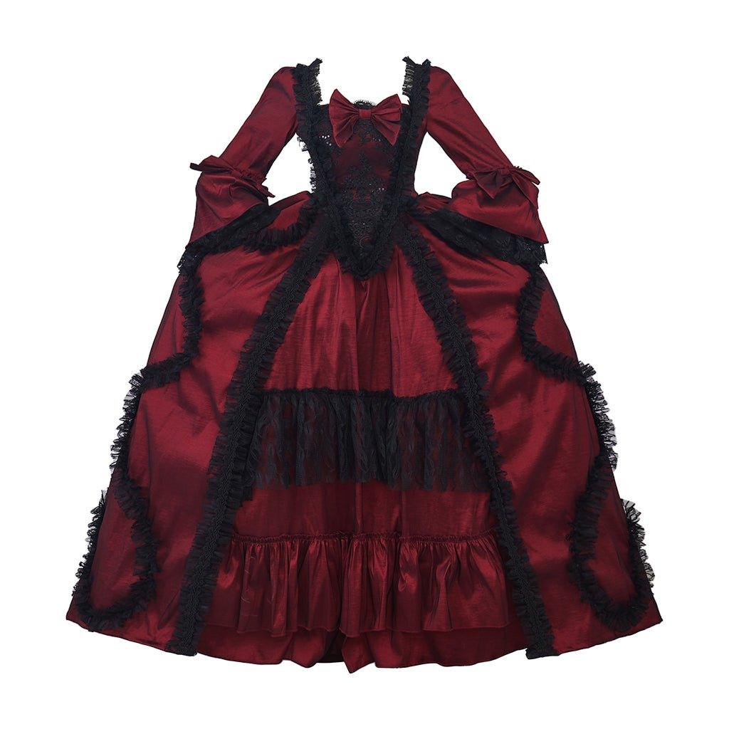 Rokoko Rose Rot Ballkleid | Vintage Prinzessin Kolonialzeit Kostüm für Cosplay, Halloween, Partys und Auftritte