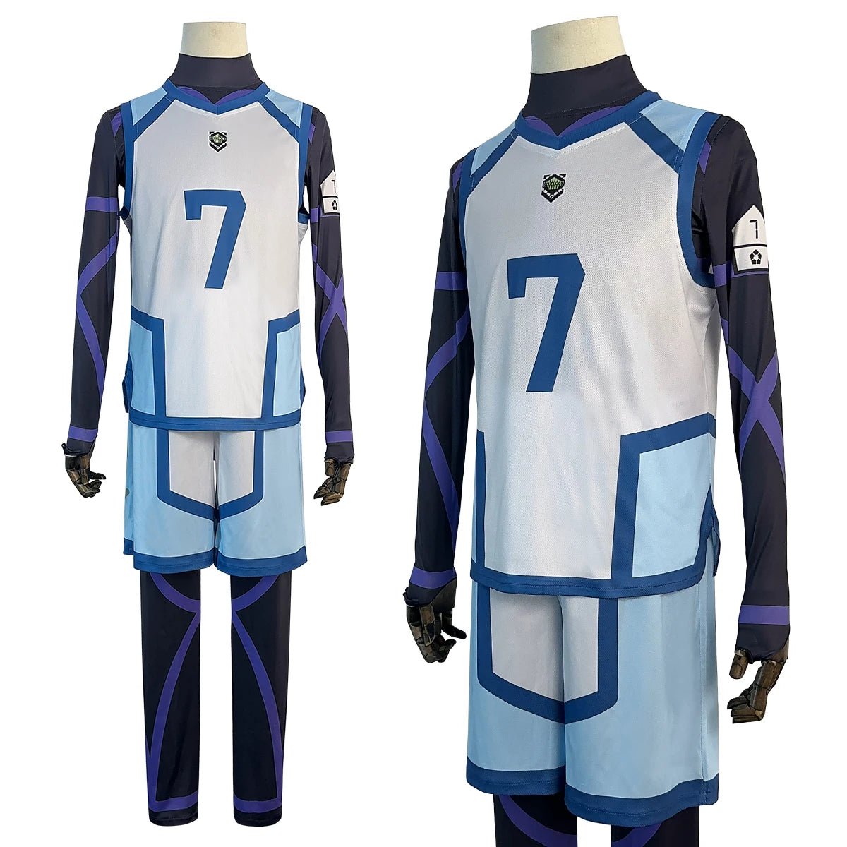 Blue Lock Saison 2 Anime Nagi Cosplay Kostüm Perücke NO.7 Trainingsjersey 4-teilig Fußballuniform tägliche Trage Cos Geschenk