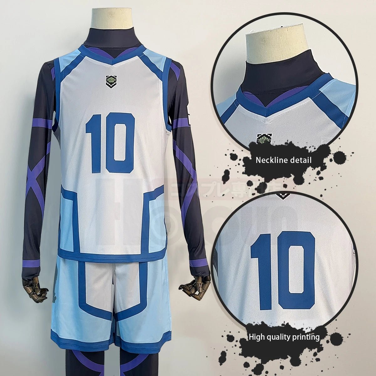 Blue Lock Saison 2 Anime Reo Mikage Cosplay Kostüm Perücke Nr.10 Trainingsjerseys 4PCS Fußballuniform Tägliche Tracht Cos Geschenk