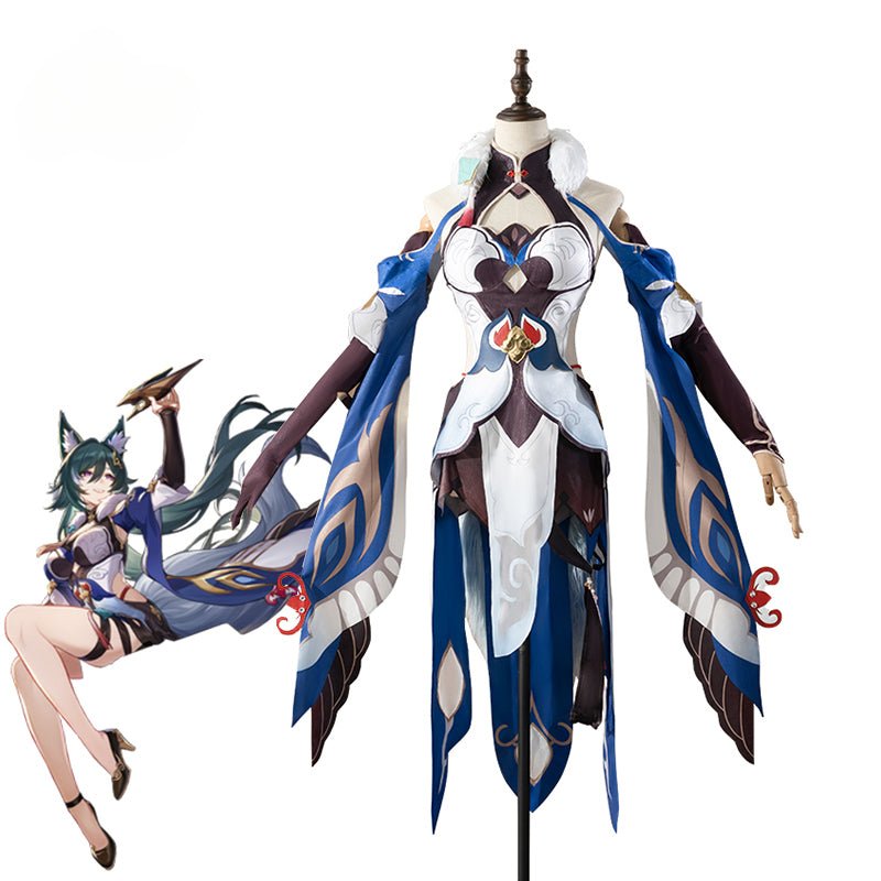 Spiel Honkai Star Rail Yukong Cosplay Kostüm Fuchs Design Stil Damenkleid Halloween Karneval Party Anzug mit Schwanz