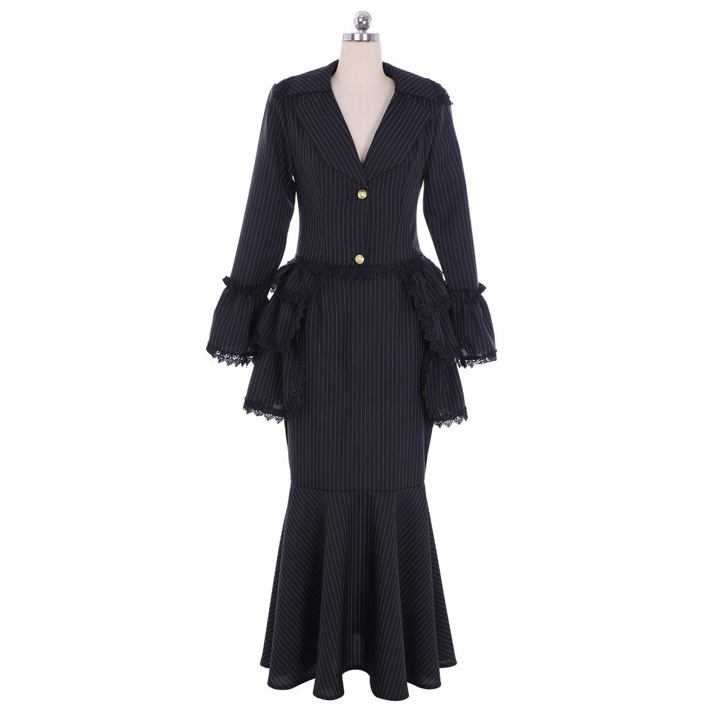 Viktorianisches Gotisches Schwarzes Bustle Kleid | Korsettkleid & Steampunk Rock | Bürgerkrieg Südstaaten Dame Kostüm