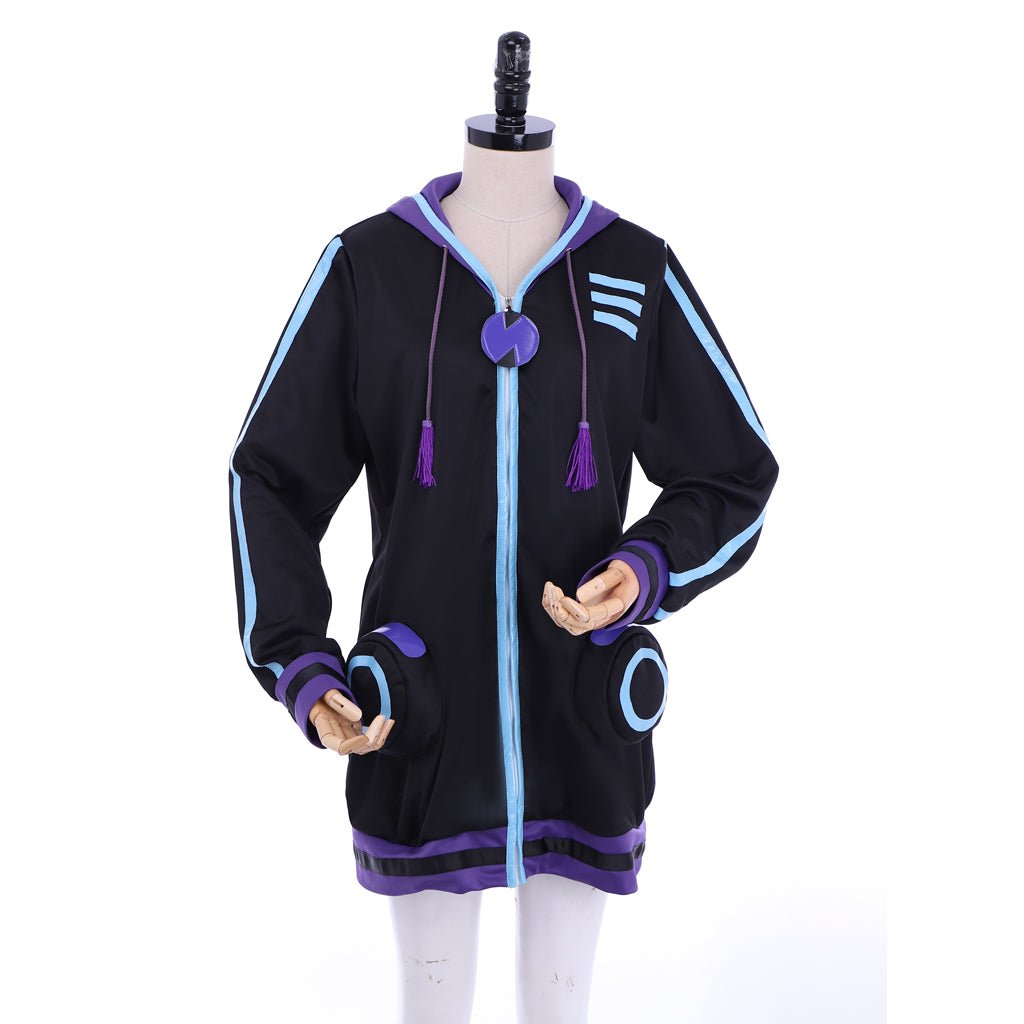 Netune Purple Herz Hoodie Cosplay Kostüm - Hyperdimension Neptunia Schwarze Jacke