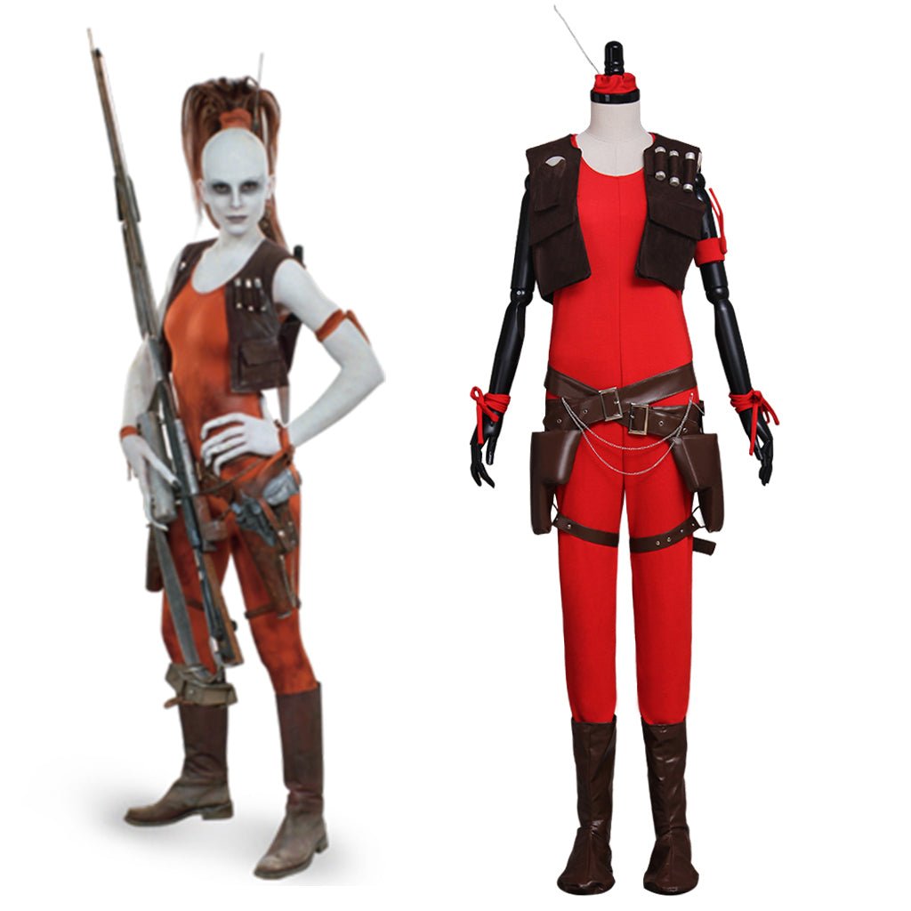 Damen Aurra Sing Cosplay Kostüm - Roter Overall mit Gürtel Komplettset