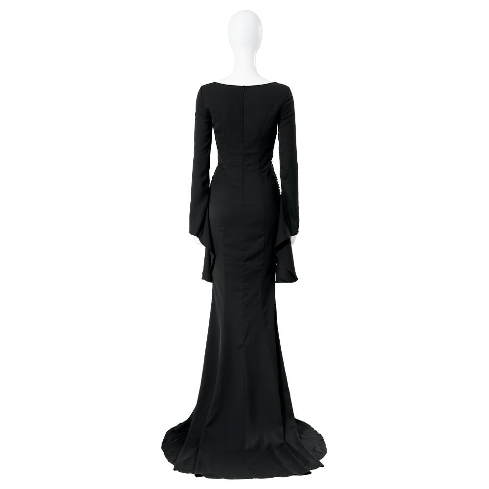 The Addams Family Morticia Addams Cosplay Kostüm Schwarzes Vintage Kleid Halloween Karneval Anzug