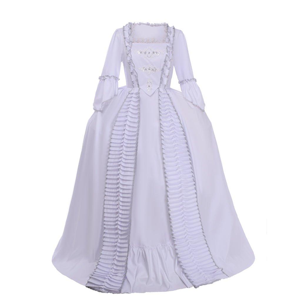 Damen Marie Antoinette Cosplay Ballkleid | 18. Jahrhundert Weißes Rüschen Sack-Rücken Rokoko Kleid