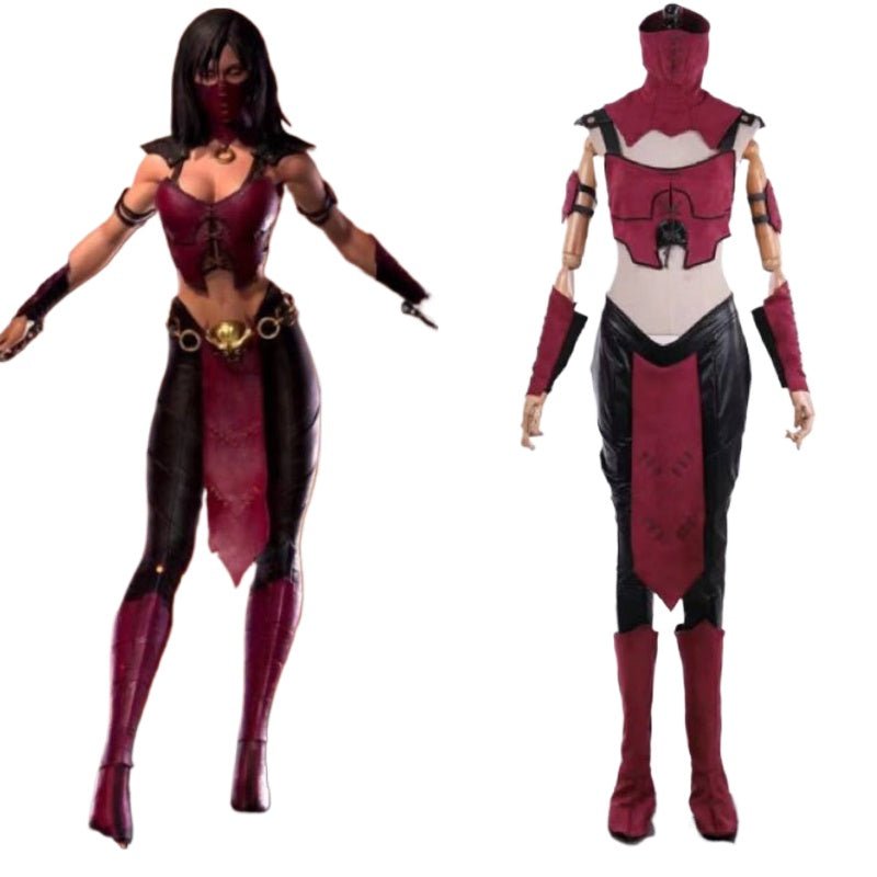 Mileena Cosplay Kostüm - Stylischer Kampfanzug mit Maske für Frauen