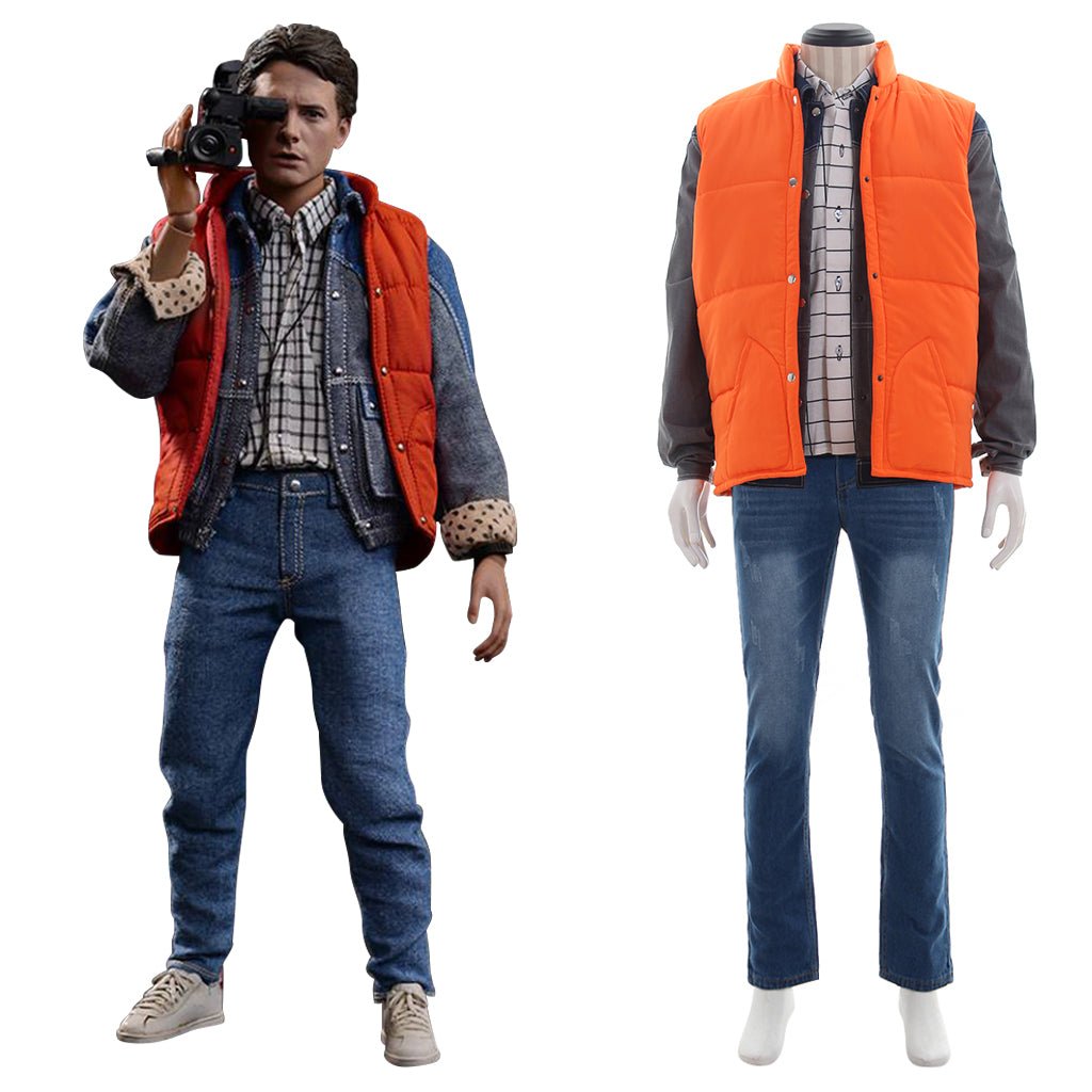 Back to the Future Cosplay Kostüm Jacke - Orange, Weiß und Rot