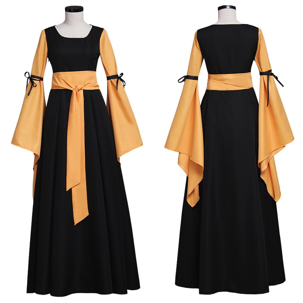 Schwarz und Orange Mittelalter Kleid Renaissance Viktorianisch Gothik Kleid für erwachsene Frauen Fantasy Halloween Party Kostüm