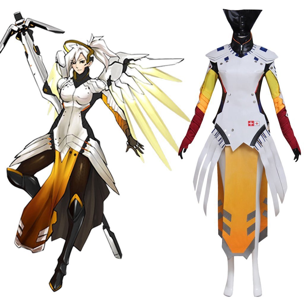 Game Mercy Cosplay Kostüm – Fantasy Battle Jumpsuit für Fans und Cosplay-Events