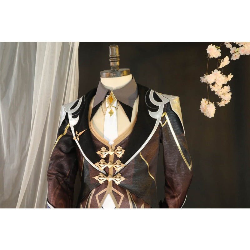 Genshin Impact Zhongli Cosplay Kostüm Komplettset Anime Rollenspiel Uniform für Halloween Karneval Party