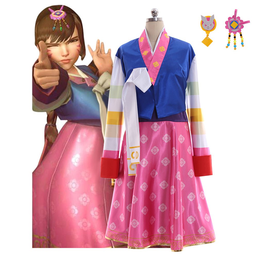OW D.Va Cosplay Kostüm Hanbok Stil Süßes Mädchen Outfit für Spiel Cosplay Events