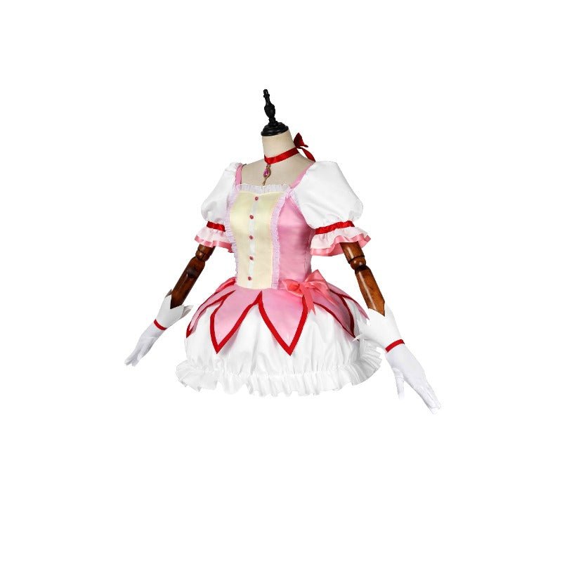 Puella Magi Madoka Kaname Matte Satin Maßgeschneidertes Cosplay Kostüm für Halloween