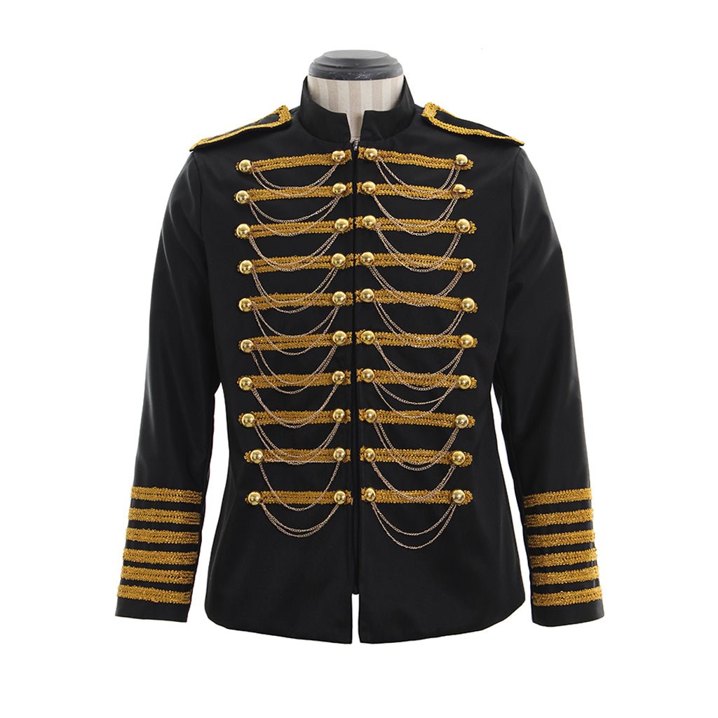 Klassische Militär Blazer Jacke Herren Doppelreihig mit Stickerei | Schwarz Rot Anzüge für Ball, Hochzeit und Bühnenauftritt