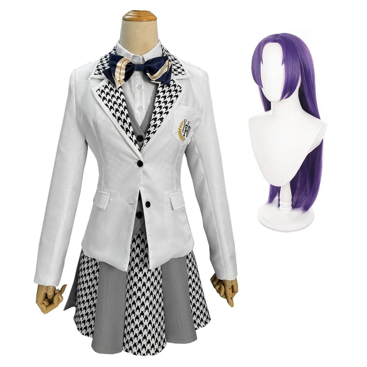 Blue Lock Anime Reo Mikage Cosplay Kostüm Perücke Schuluniform Stickerei Anzug Rock Hemd Weste Krawatte Rose Netz Synthetik