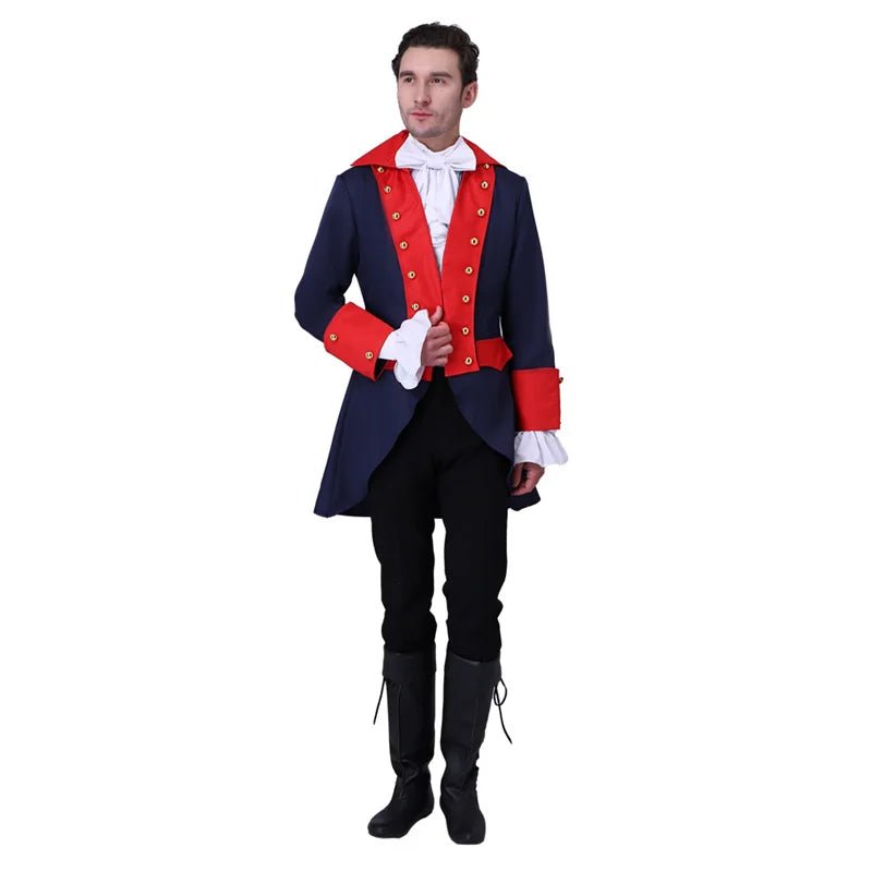 18. Jahrhundert Männer Vintage Rot Blau Mantel Prinz König Kostüm Bühnenperformance Uniform Mantel Halloween Cosplay