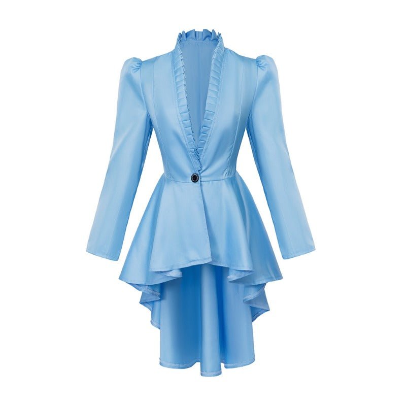 Vintage Gotisches High-Low Cocktailkleid – Damen Mittelalter Cosplay Langarm Bodycon Kostüm