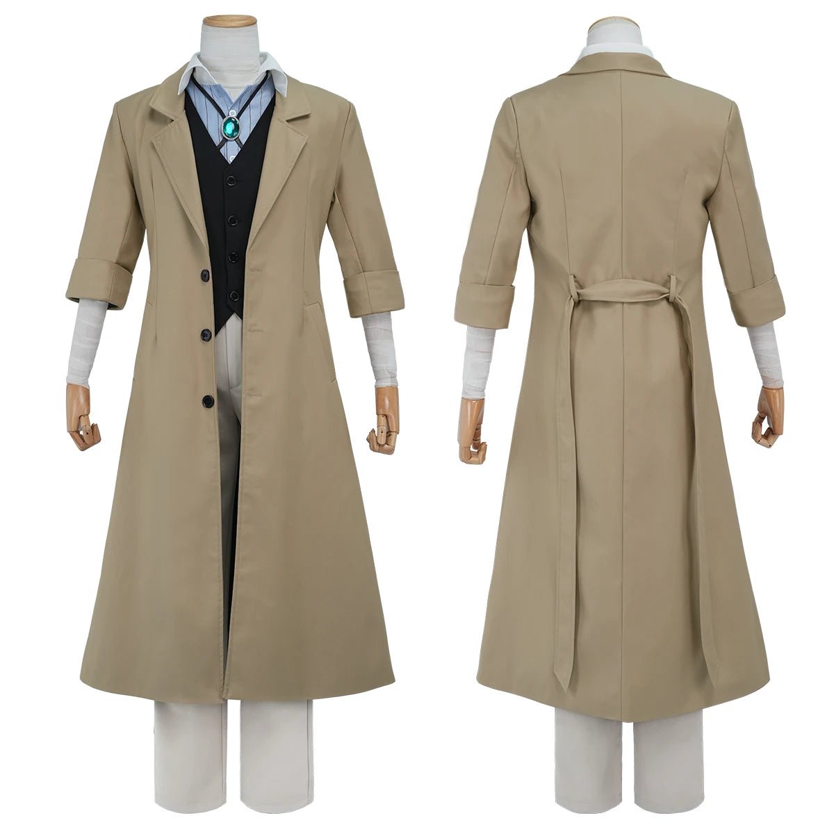 Bungo BSD Anime Dazai Osamu Cosplay Kostüm Perücke Übergroßer Mantel Elastische Hose Weste Hemd Anhänger Tägliche Trage Neuheit