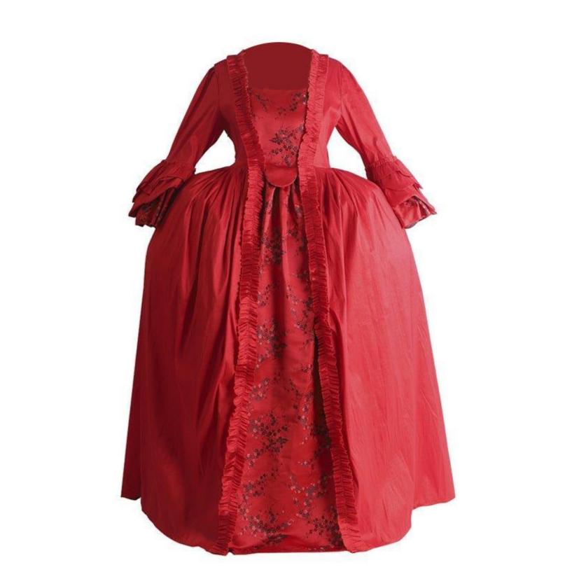 18. Jahrhundert Rokoko Rotes Kleid mit Spitze - Majestätischer Marie Antoinette Stil von Silberkönig