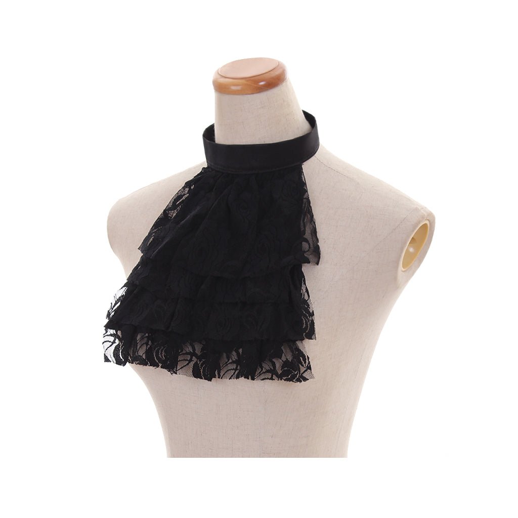 Viktorianischer schwarzer Spitzenkragen für Cosplay, Gothic und Vintage Kostüme