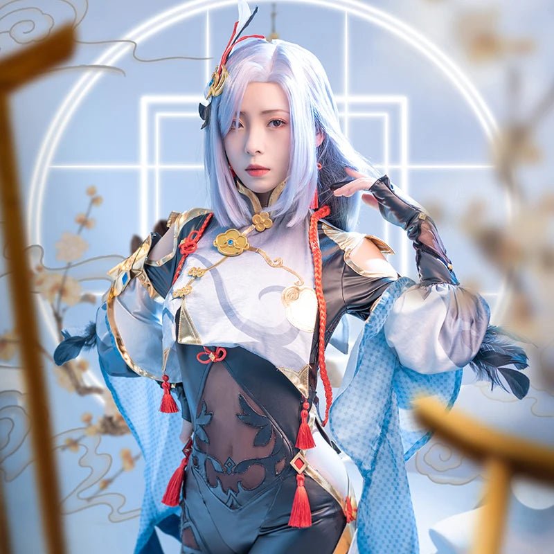 Shenhe Cosplay Kostüm Genshin Impact Shenhe Cosplay Kostüm Damen Anzug Halloween Komplettset