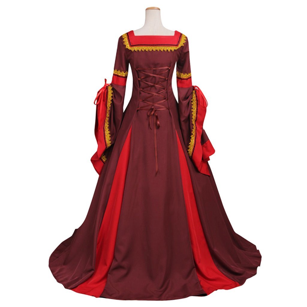 Damen Dunkelrotes Viktorianisches Mittelalterliches Süd Manor Kleid Kostüm Cosplay für Karneval Party Maßgeschneidert