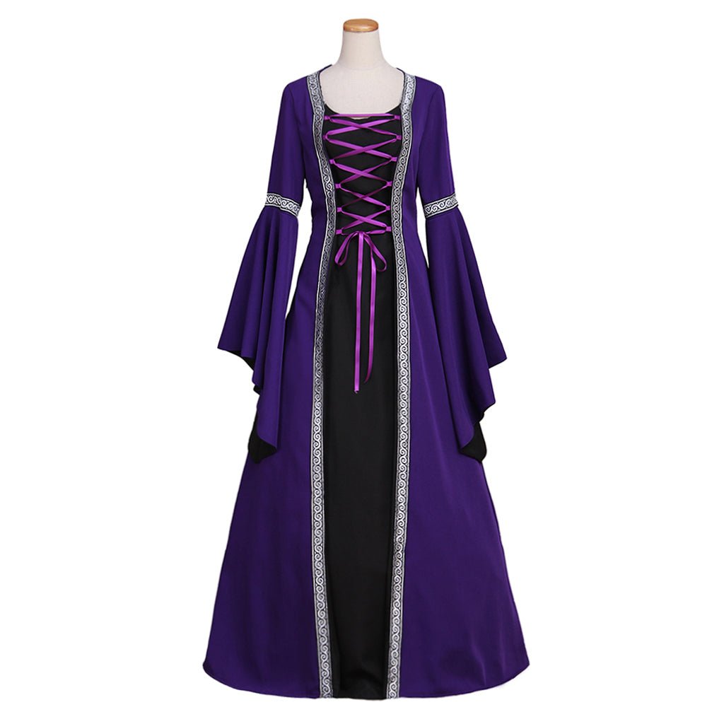 Lila Prunkvolles Kleid Gotisch Mittelalterlich Viktorianisches Ballkleid Lange Trompetenärmel Kostüm Cosplay für Karneval Party