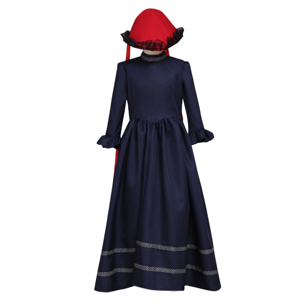 Maßgeschneidertes Mittelalterliches Gothic Lolita Kirchen-Cosplay-Kostüm mit Umhang und Hut – Einzigartiges Fantasy-Outfit für Partys und Veranstaltungen