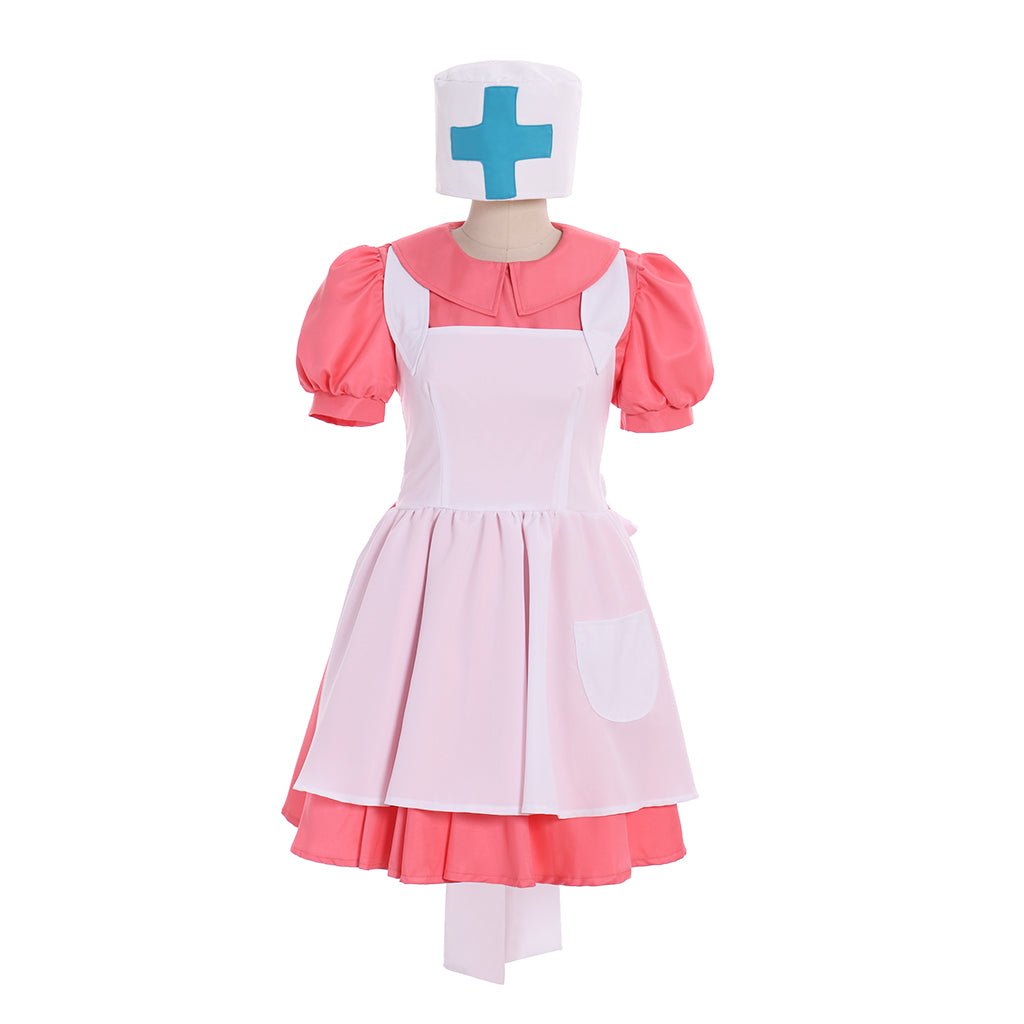 Fortunehouse Frauen Nurse Joy Cosplay Kostüm Rosa Kleid mit Hut – Anime-inspiriertes Cosplay Outfit