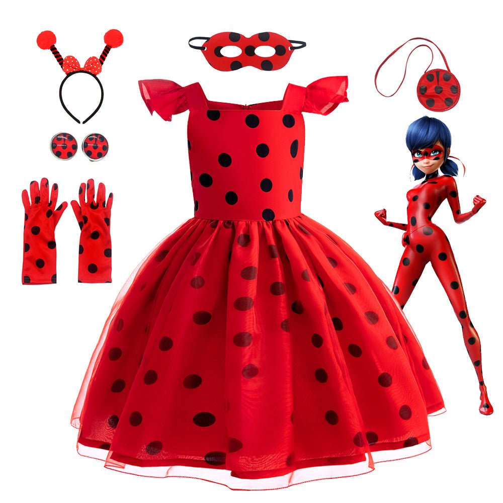 Miraculous Ladybug Kostüm für Kinder - Französische Ladybug Cosplay Kleidung für Rollenspiel