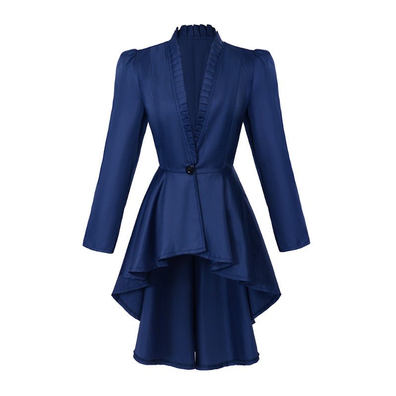 Vintage Gotisches High-Low Cocktailkleid – Damen Mittelalter Cosplay Langarm Bodycon Kostüm