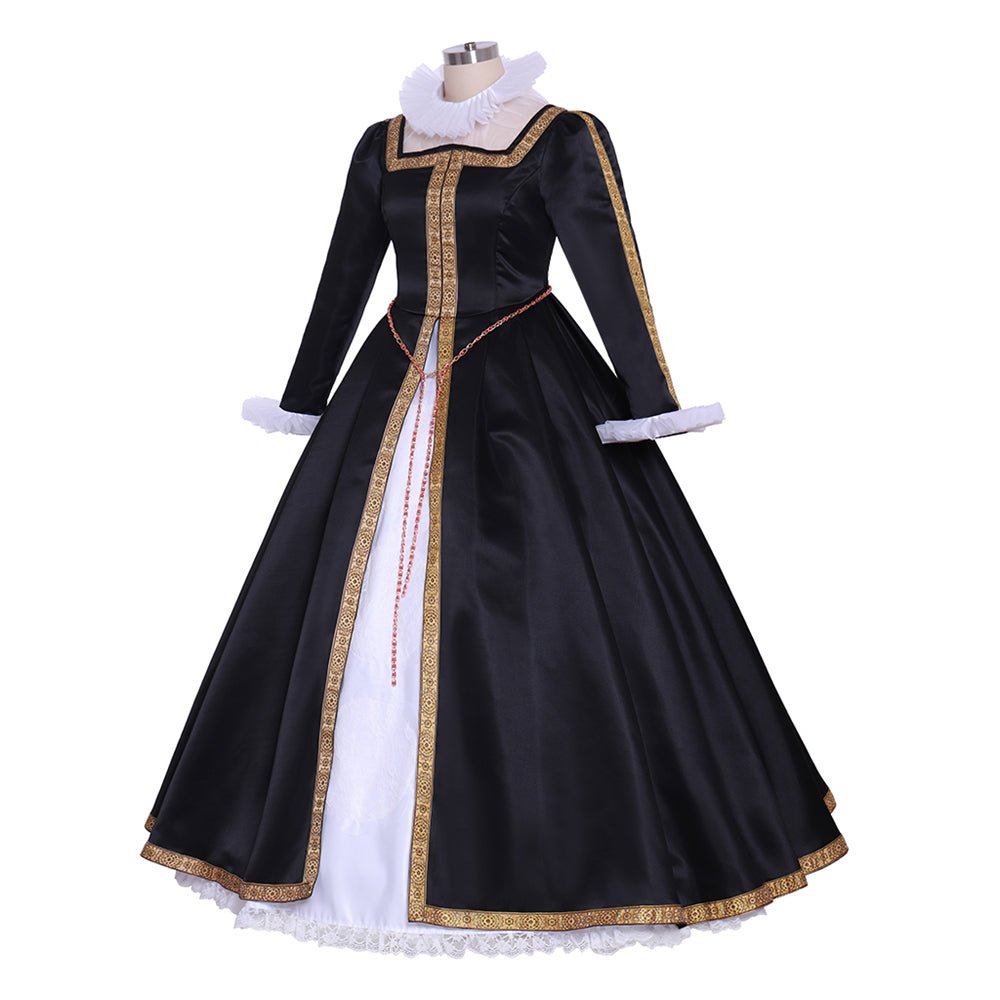 Tudor Königin Elizabeth Cosplay Kostüm | Schwarz-Weiß Frauen Tudor Ballkleid für historische Veranstaltungen