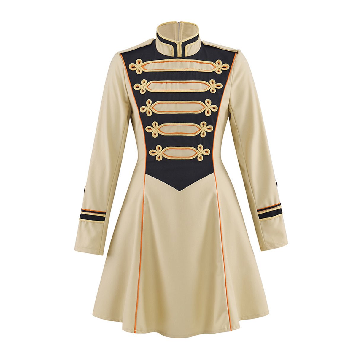 Beiger mittellanger Militäroffiziersmantel – Mittelalterliches Cosplay-Kostüm