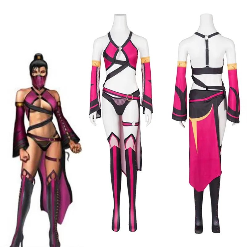 Mortal Kombat Mileena Cosplay Kostüm - Vollständiges Set für Frauen Halloween Outfits