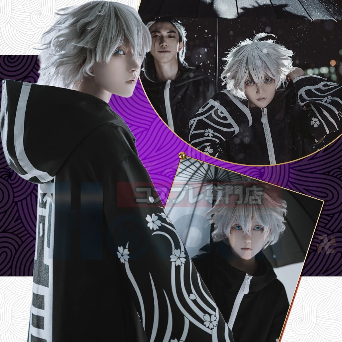 Tokyo Anime Brahman Senju Kawaragi Cosplay Kostüm Jacke Mantel Übergröße Schwarz Gold Blumen Druck Geschenk
