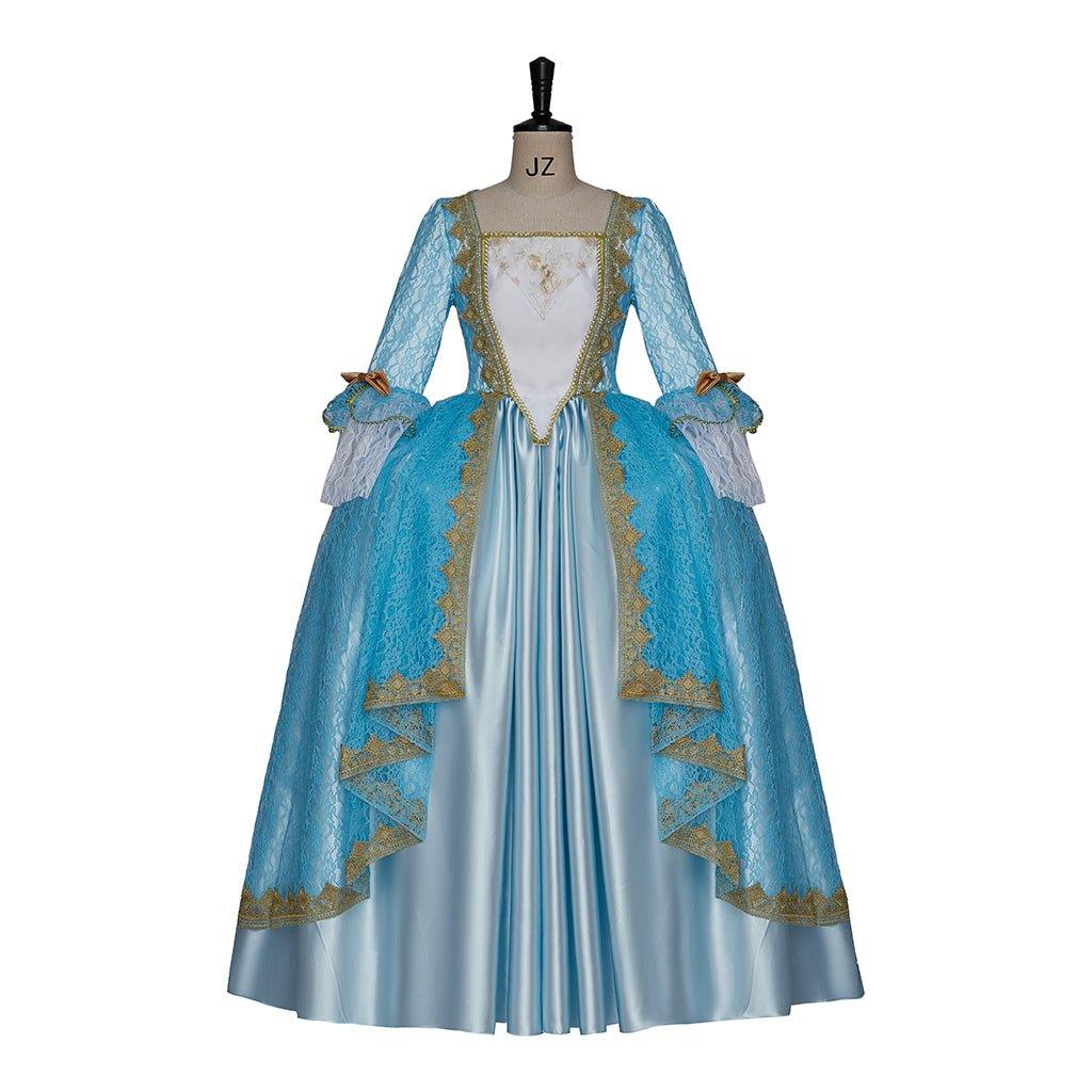 Mittelalterliches Hof Rokoko Marie Antoinette Blaues Prinzessinnenkleid | Georgian Barock Viktorianische Renaissance Ballkleid
