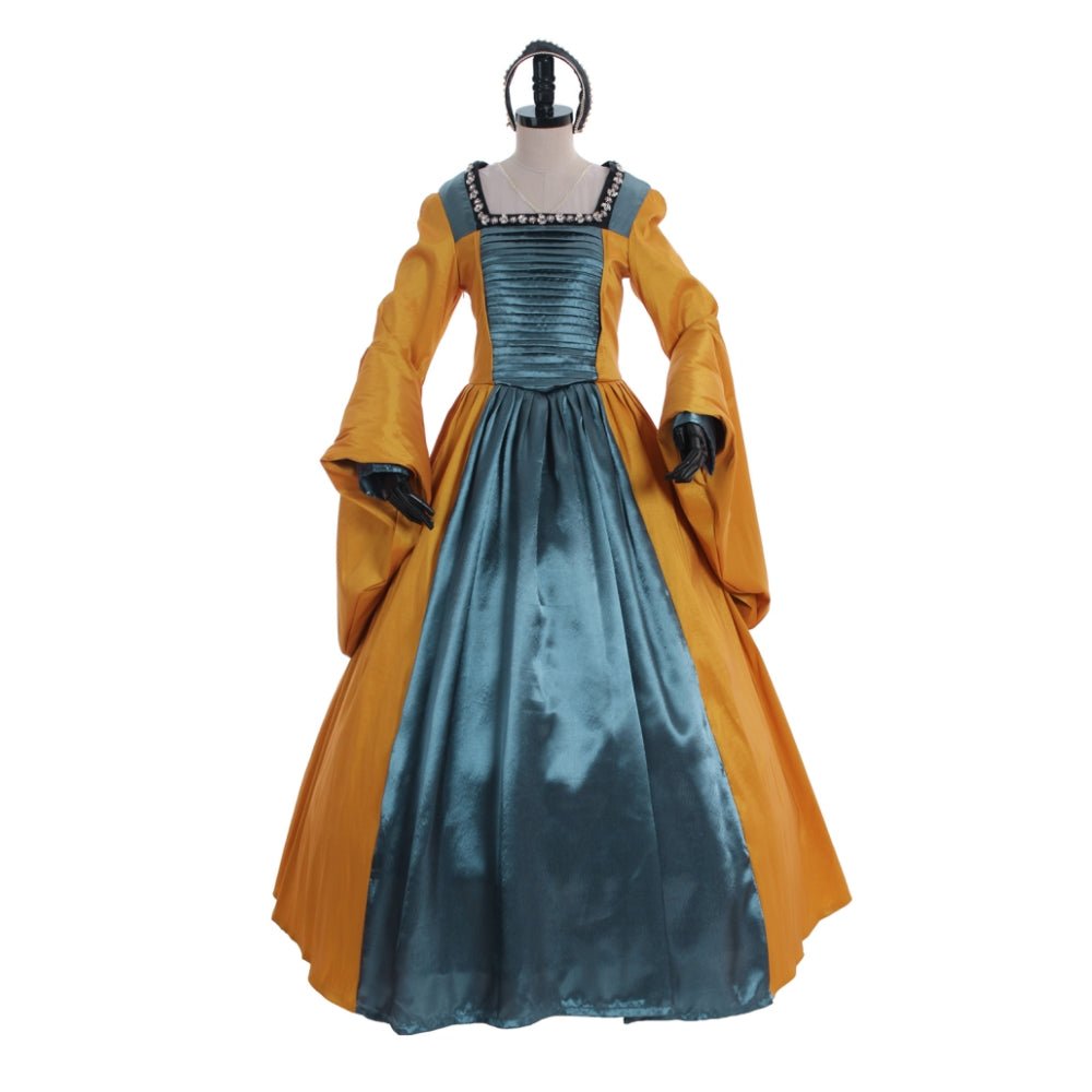 Mittelalterliches Kleid Cosplay Königin Anne Boleyn Braunes Renaissance Faire Tudor Hof Kostüm