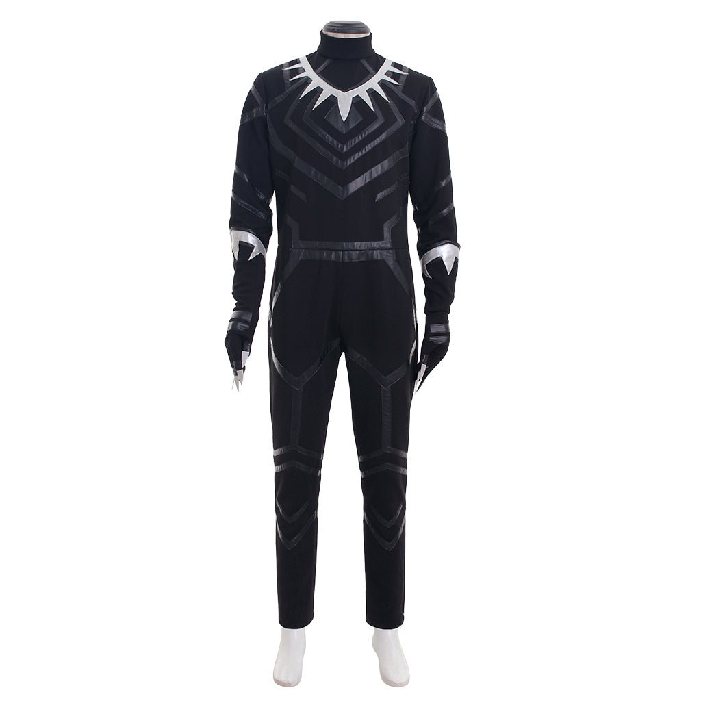 Black Panther Cosplay Kostüm Anzug Overall Stiefel Handschuhe Maske Männer Set