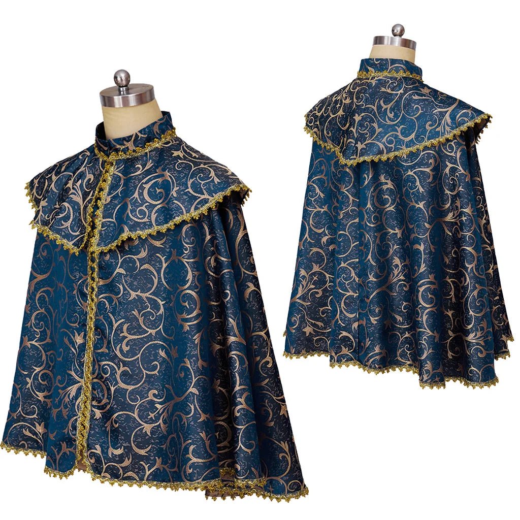Mittelalter Renaissance Adeliger Mantel für Prinz & Adel - Unisex Luxuriöse Vintage Cape | Silberkönig Kostüm